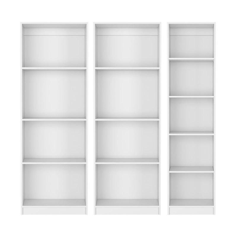 Ensemble de salon 3 pièces avec 3 bibliothèques Trues, blanc, Blanc