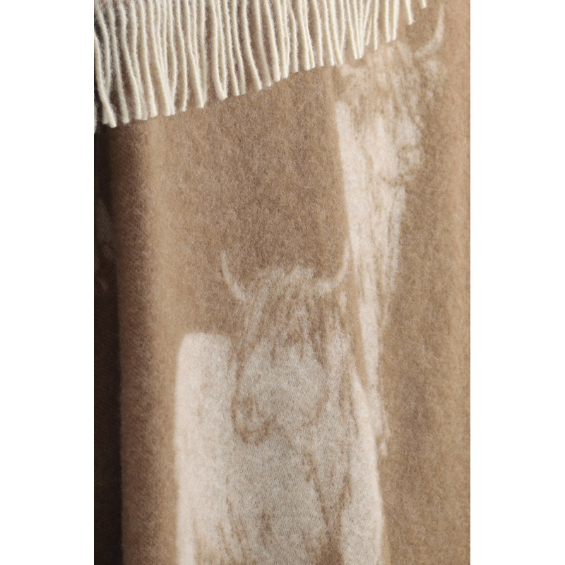 Highland Cow Wool Throw, Brown