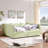 Queen Size Cozy Gingham Daybed With Two Storage Drawers, With USB Port And Adorable Wave Shaped, Linen Fabric-1656368029-1656368000