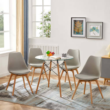 Canora Grey Moderne Corova-Esszimmerstühle mit Rautennähten Kunstleder konischen und Metallbeinen & Bewertungen aus
