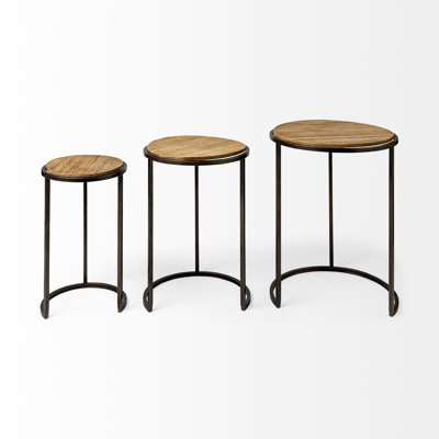 Solid Wood Top Nesting Tables End Table