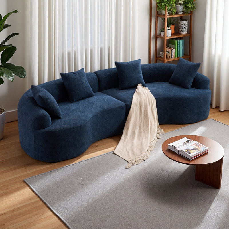 Canapé courbé désossé, canapé modulaire à compression de 110 po, haute densité, canapé-lit pour salon, salon, appartement, chenille