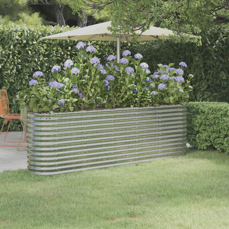 Garden Raised Bed Powder-coated Steel, Silver, 68 cm x 224cm x 40cm