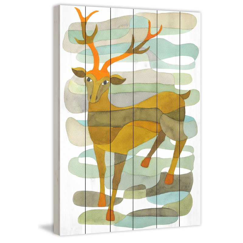 Impression d'art cerf, H 24 po x l 16 po, Bois blanc