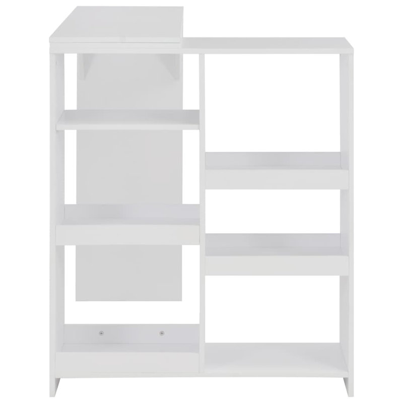 Bar Table Kitchen Dining Pub Table Bistro Table with Moveable Shelf, White/Gray, White