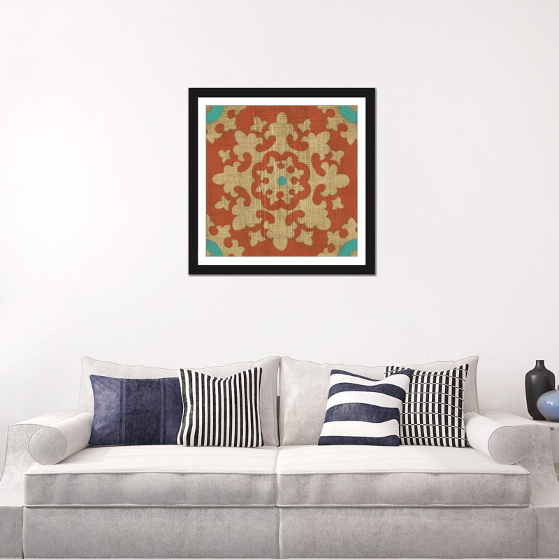 « masala ii », reproduction sur toile, H 18 po x l 18 po x P 1,5 po, Toile avec cadre noir, Blanc