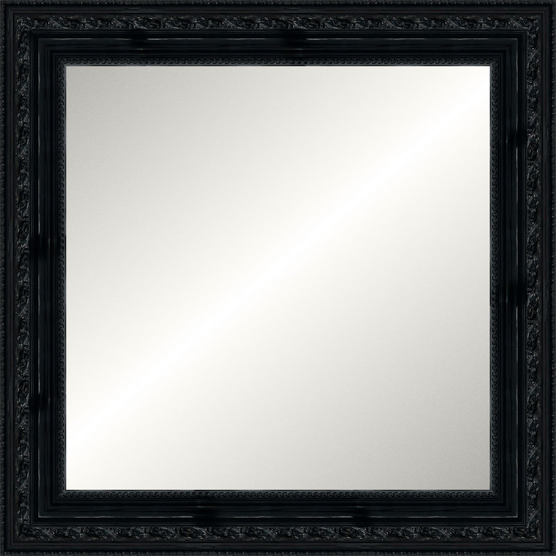 Glossy Black Gallery Mirror, Small Square