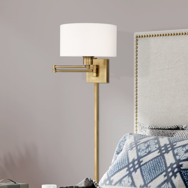 Kevyn Swing Arm Sconce, Brushed Nickel, Off White