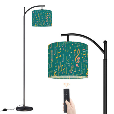 Lampe sur pied à arc avec abat-jour réglable, notes de musique sans soudure, lampe sur pied, 3 températures de couleur, intensité variable, grand pôle avec interrupteur au pied pour la chambre à coucher