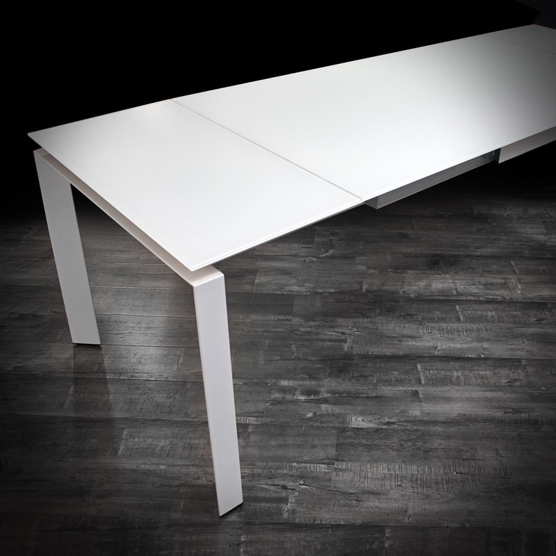 Table de salle à manger extensible Tatiana, Blanc mat