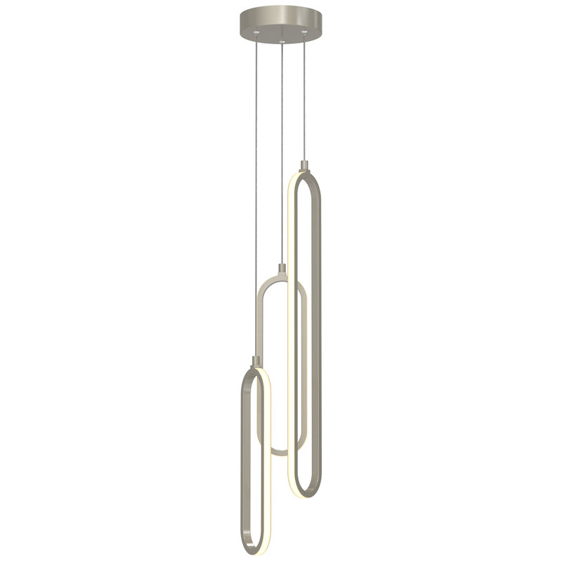 Luminaire suspendu unique à 3 lumières DEL Zanaia, Nickel peint