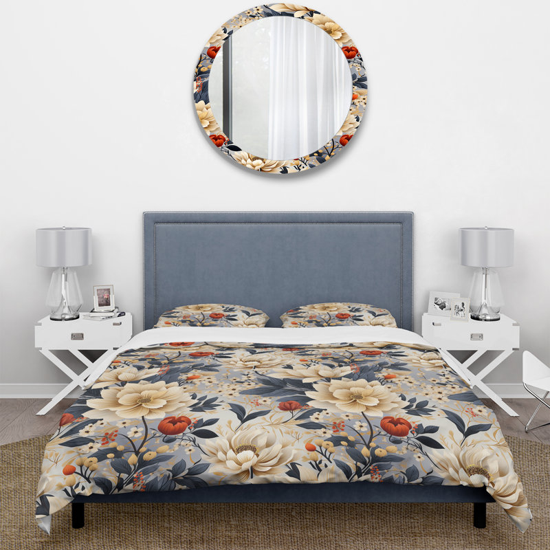 Ensemble de housse de couette bleu et beige, Housse de couette pour très grand lit et 2 très