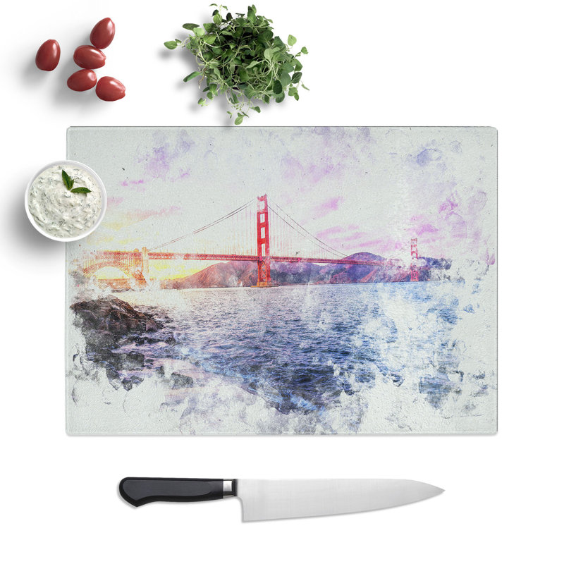 Tempered Glass Golden Gate Bridge in San Francisco Chopping Board, 20 cm x 28.5 cm