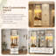 Armoire-penderie de 239 cm de haut avec 2 portes, éclairage DEL à détecteur de mouvement, 2 tiroirs et portes coulissantes de style grange. Meuble de rangement en bois avec compartiment supérieur. Parfait pour la chambre à coucher. Couleur : blanc.-326746180-326746183