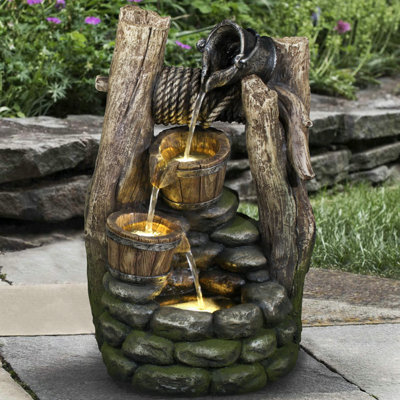 Drumack Hand Crafted Weather Resistant Floor Fountain with Light