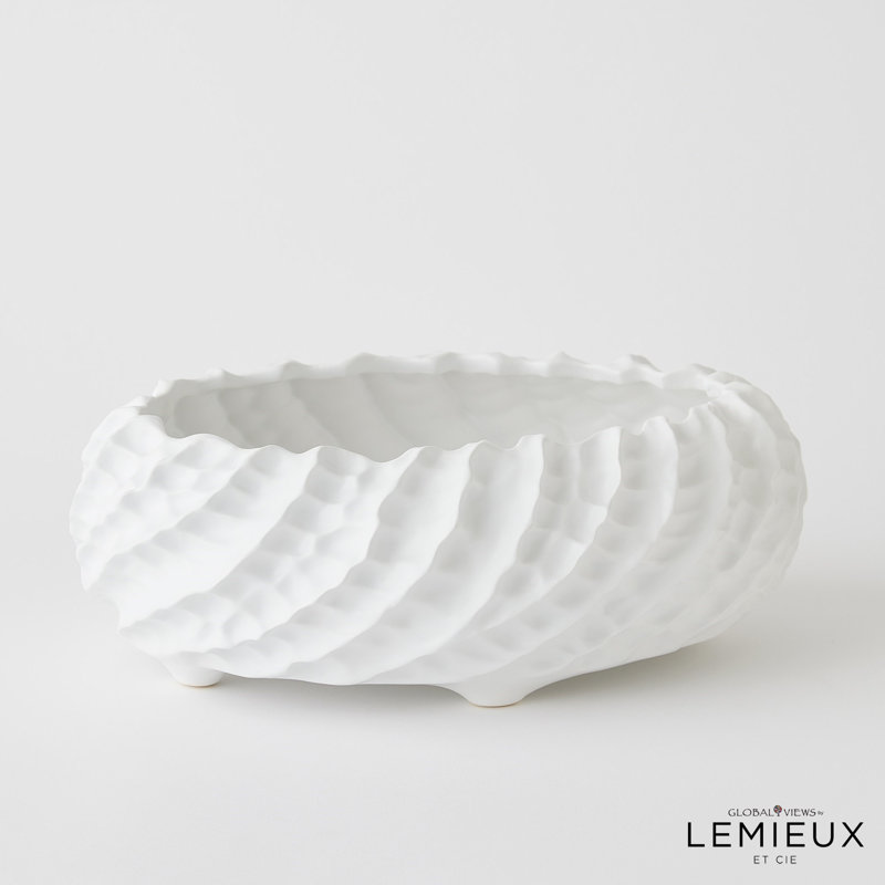 Cadoret Ceramic Decorative Bowl, 4.5" H x 12" W x 12" D, Matte White