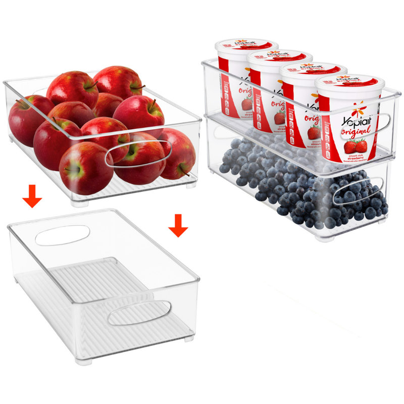 Clear Stackable Plastic Pantry Organizer Bins for Kids
