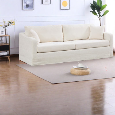 Grands canapés, cadre moderne en bois de chenille beige 86,61 pouces pour la maison