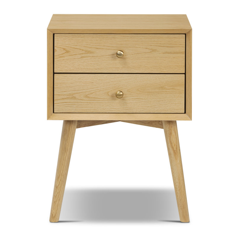 Dorsey Nightstand with Solid Wood Base, Oak