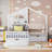 Twin Size Plywood/MDF/Pinewood House Bed with Sofa, Charging Station &amp; Drawers, White/Gray-1260865985
