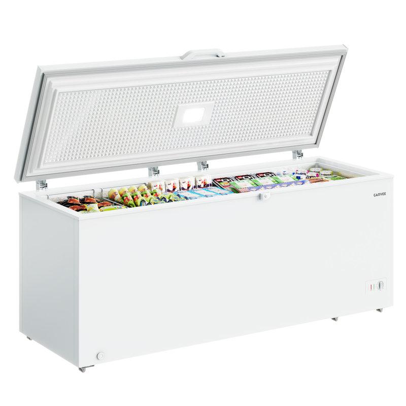 21 cu. Pi. Congélateur coffre blanc à couvercle ouvert, réfrigérateur / congélateur convertible avec 2 paniers de rangement, couvercle verrouillable, roues pour la maison, le garage, le sous-sol et l'utilisation commerciale