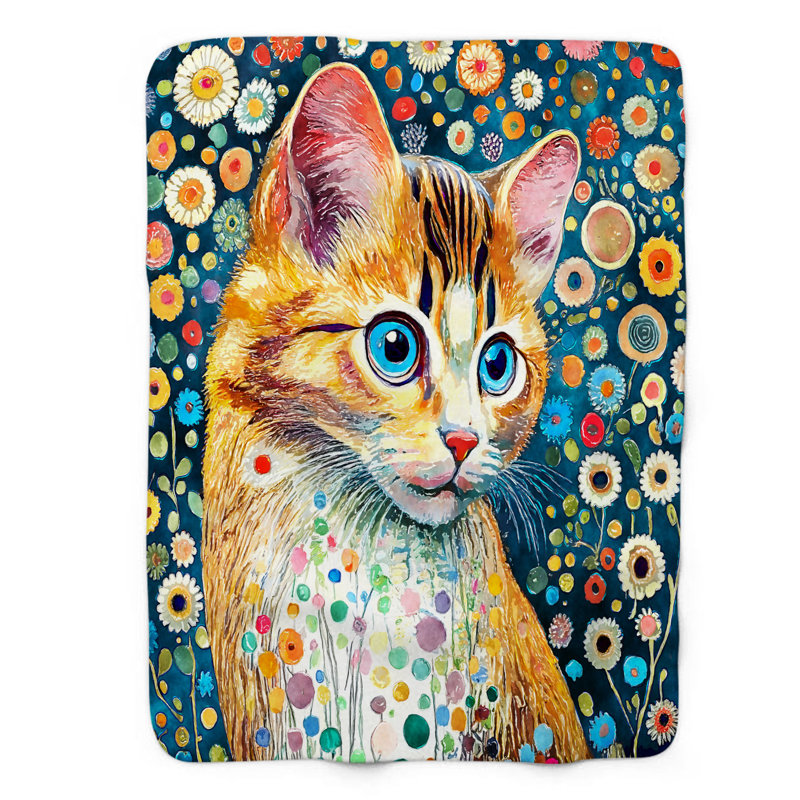 Whimsical Kitty - 1 Piece Blanket, Queen
