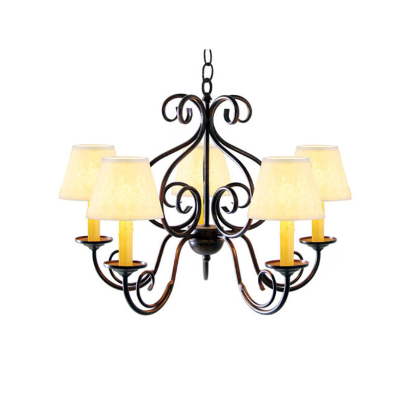 Jenna 5 - Light Chandelier, French Bronze, White Parchment