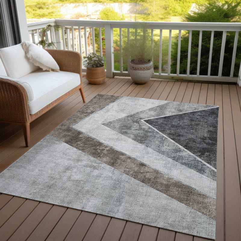 Tapis intérieur / extérieur Charneshia avec envers antidérapant, Rectangle de 10 pi x 14 pi
