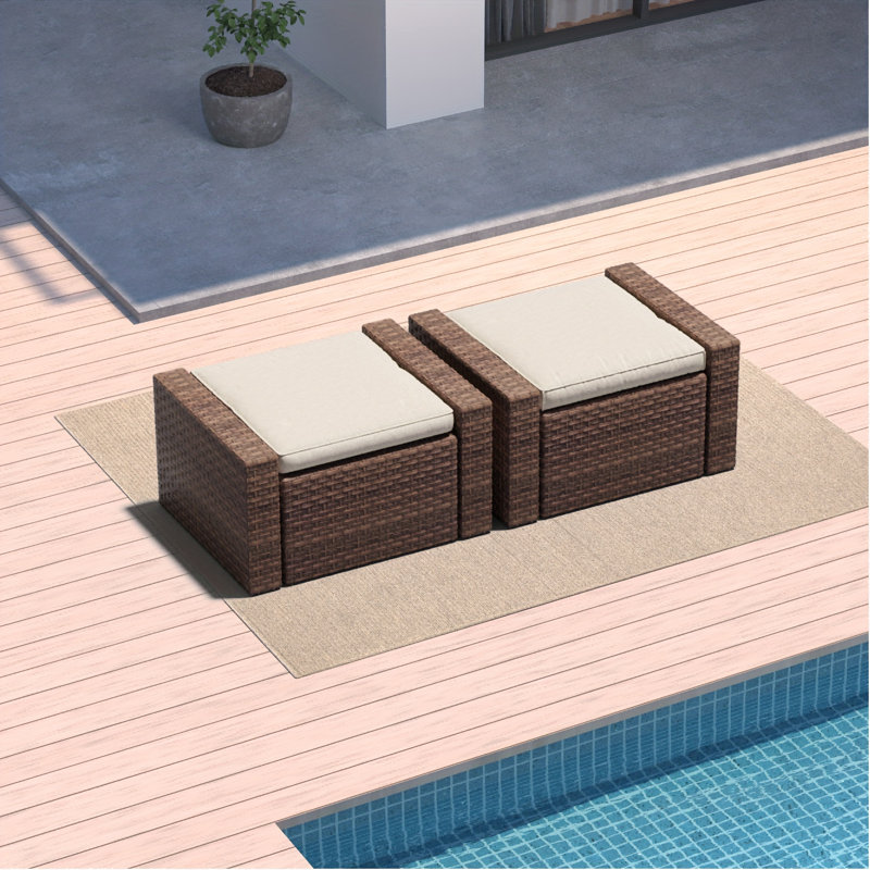 Outdoor Patio Furniture Set, 7/5/4/3/2 Piece Patio Conversation Set Outdoor Furniture Set, Rattan Lounge Chair With Ottoman Footrest, Coffee Table & Cushions For Garden, Patio, Balcony, Deck(Brown/Grey) - Patio Furniture Outdoor