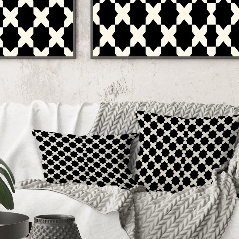 Coussin noir moderne Houndstooth IV - Modern