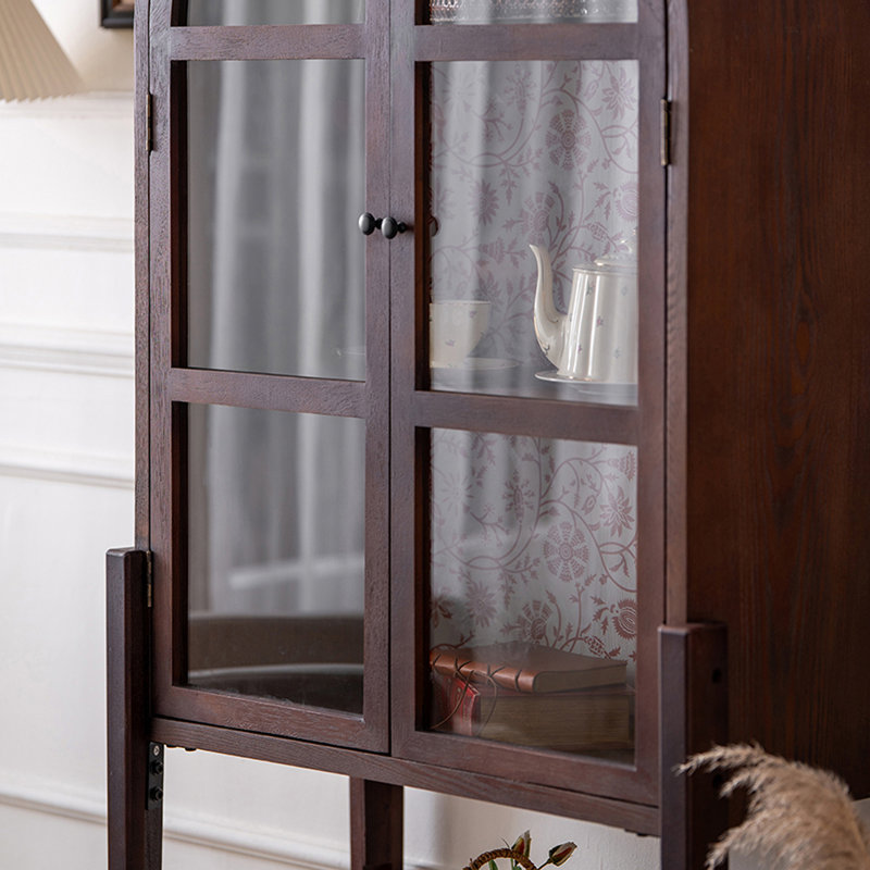 Vitrines en bois massif brun noisette, Brun noisette