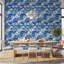 Papier peint floral bleu, décoration murale moderne amovible-1950104291