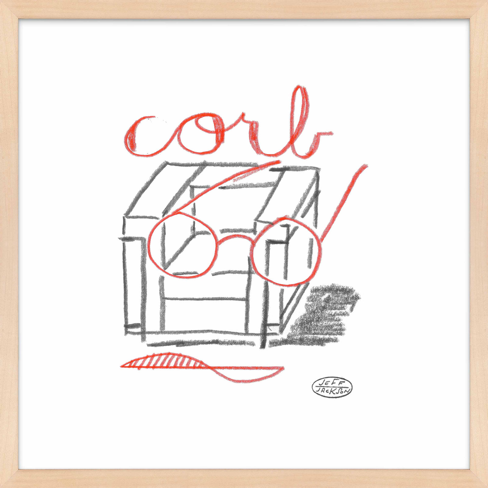 Chairs Corb Print by Jeff Jackson, 30" W x 30" H, Maple Single Picture Framed Paper