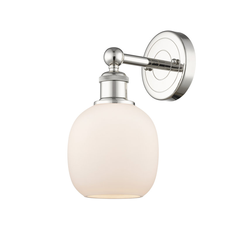 Cheraw Armed Sconce, Matte White, Polished Nickel