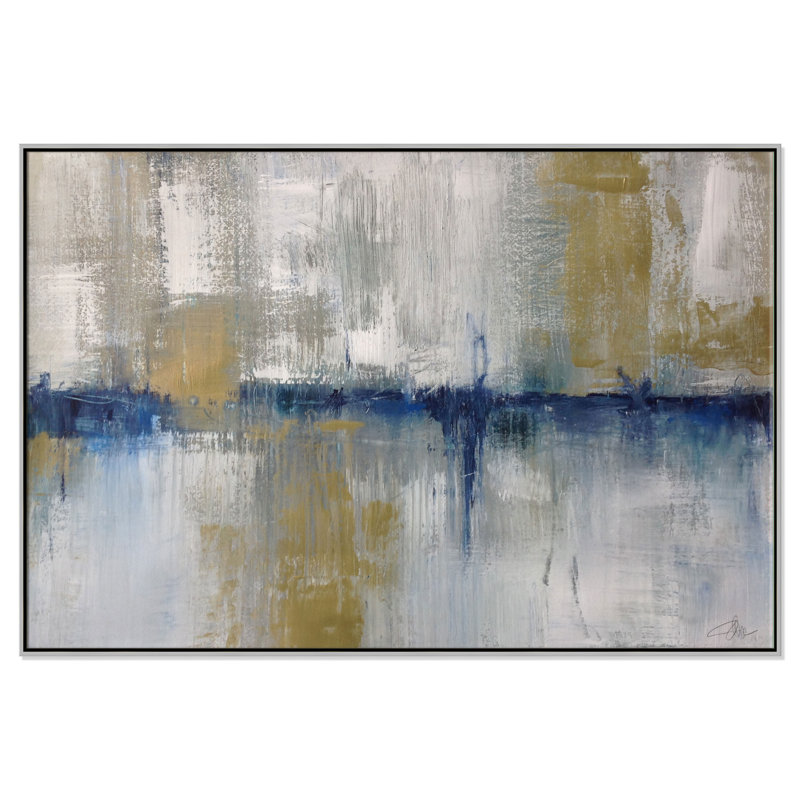 Horizon dans la brume - reproduction d'art sur toile, Argent, H 41 po x l 61 po x P 2 po