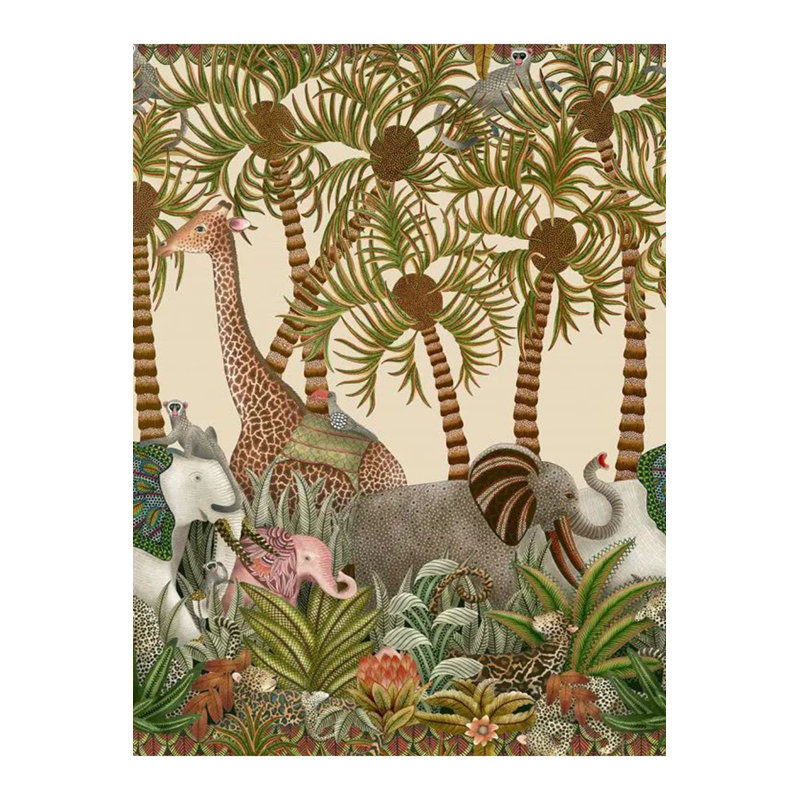 Tapis décoratif moderne à motif éléphant et girafe lavable à la machine, Tapis de couloir 3 pi 3 po x 6 pi 7 po inclus