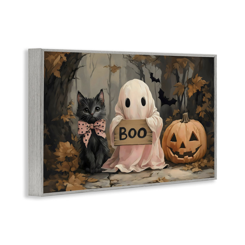 Joli dessin d'Halloween boo encadré, design par Arlington Prints, Estampe numérique Farmhouse, H 12 po x l 18 po