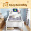 Lit plateforme simple en bois avec éclairage à DEL intégré, tête de lit multifonctionnelle, garde-corps et 2 tiroirs-1063550970