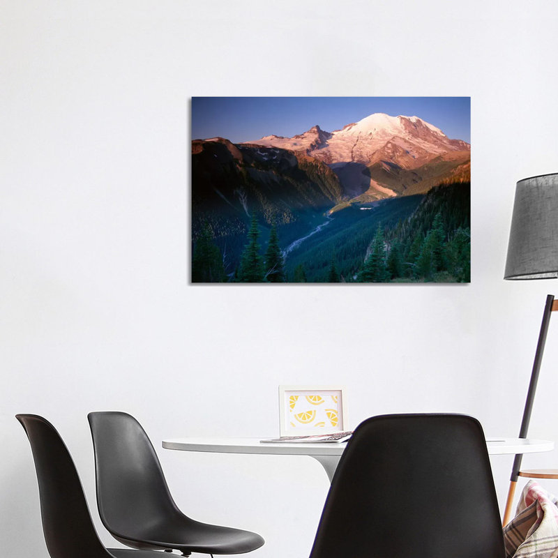 Mt Rainier As Seen at Sunrise, Mt Rainier National Park 1 Piece Wrapped Canvas Wall Art, 101.6 cm H x 66.04 cm W x 3.175 cm D
