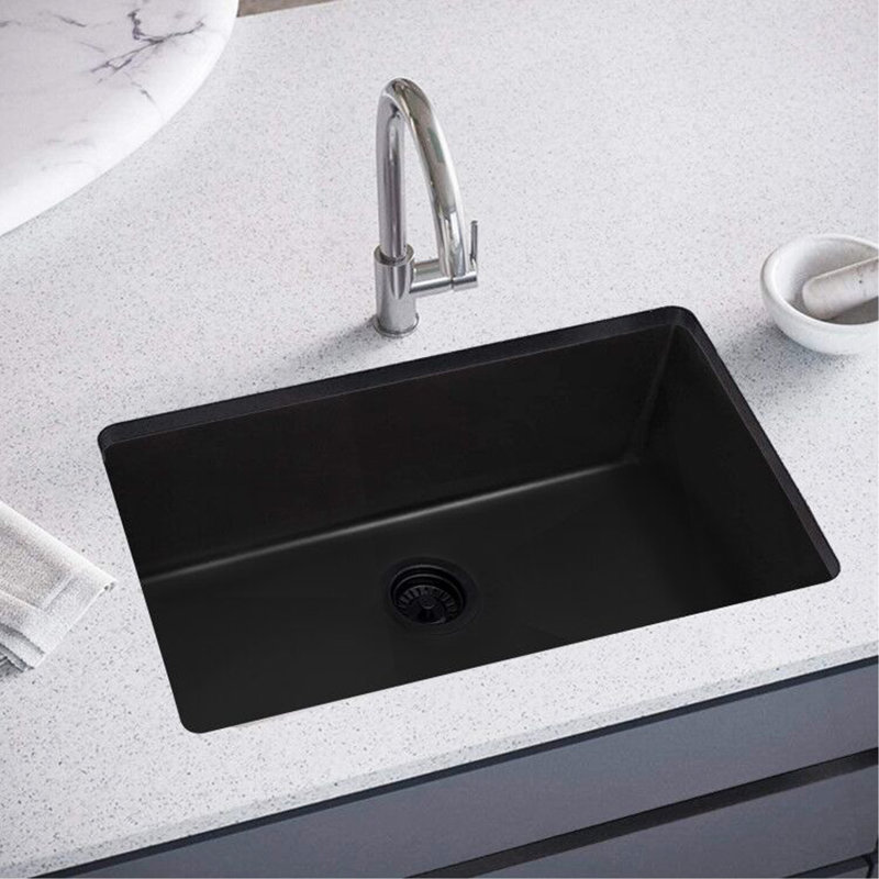 Évier de cuisine encastré 32 x 19 pouces encastré en acier inoxydable calibre 16 noir