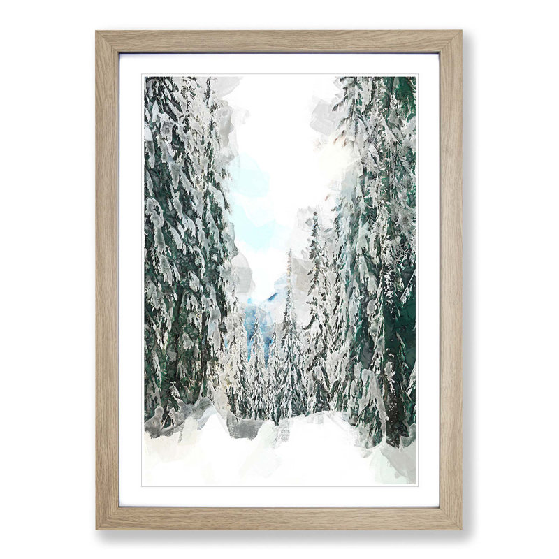 Winter Trail in Abstract - Picture Frame Graphic Art Print, 91cm H x 60cm W x 2cm D, Oak