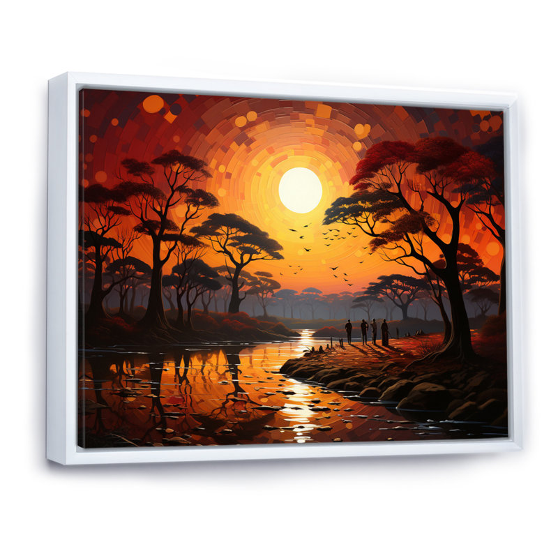 African Savannah Serenade V sur toile, Cadre flottant blanc, H 24 po x l 32 po x P 1 po