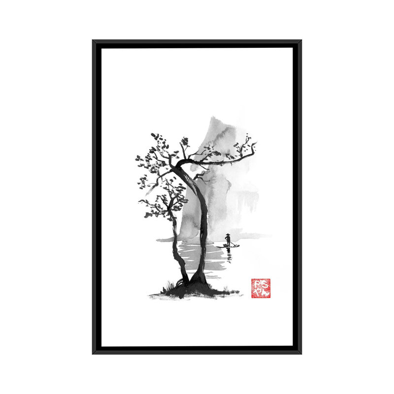 Fisherman by Péchane - Painting on Canvas, Black Framed, 66.04 cm H x 45.72 cm W