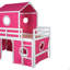 Lit mezzanine simple avec tente et tour rose Slide