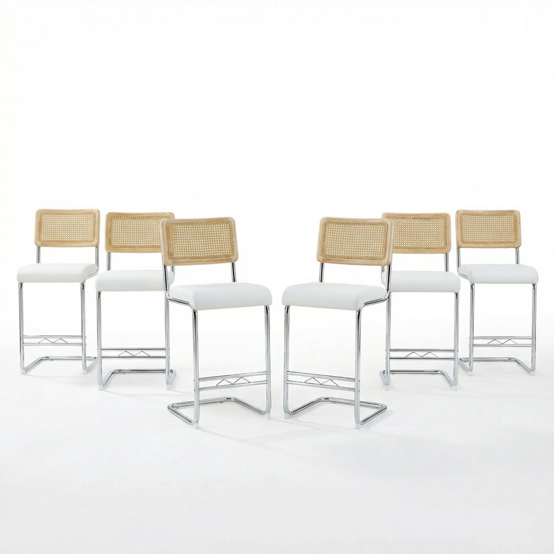 Tabouret de comptoir rembourré Vesta, Blanc, 6