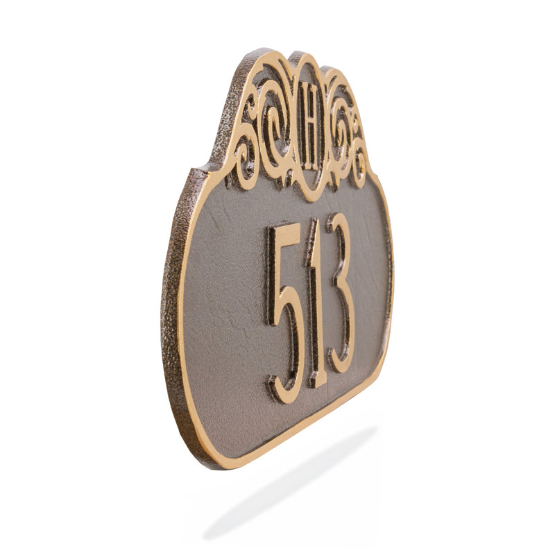Plaque d'adresse murale monogramme à 2 lignes, Oui, Vert forêt / argent
