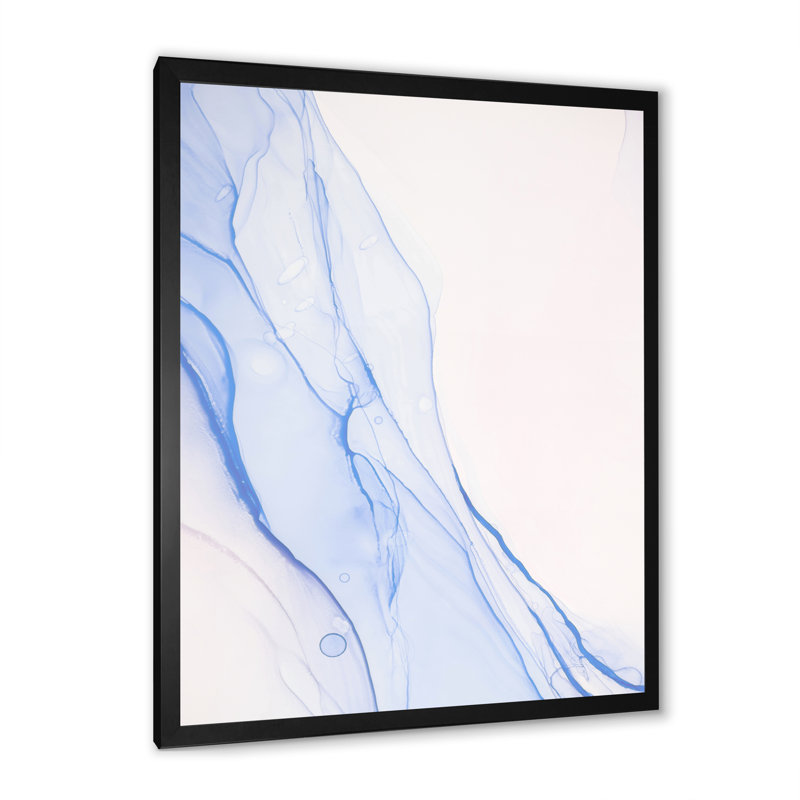 «Blue Marble Waves», reproduction d'art sur toile moderne, H 12 po x l 8 po x P 1 po, Toile avec cadre photo noir