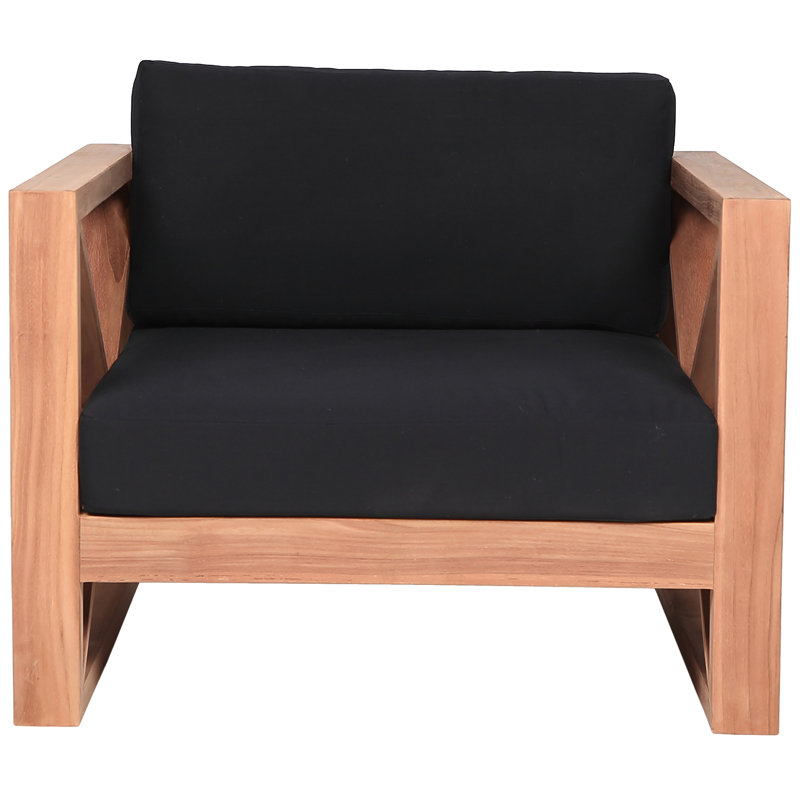 Anguilla Teak Patio Chair with Cushions, Black
