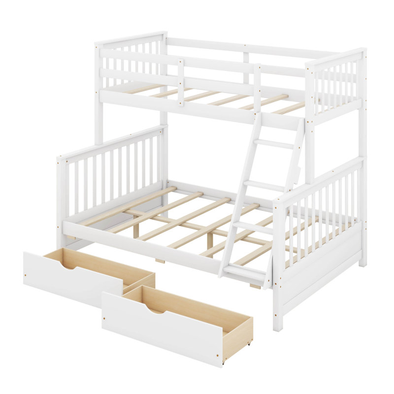 Lit simple superposé sur lit double en bois massif Envere par Harriet Bee