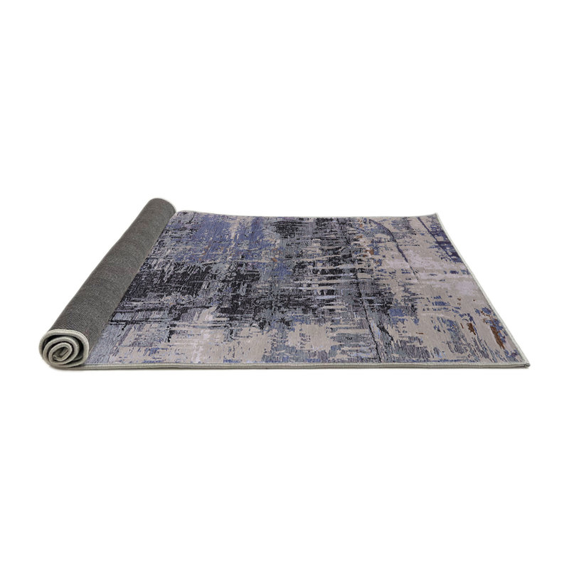 Tapis abstrait noir / mauve, Rond 7 pi
